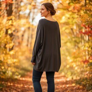 NWT Joan Vass New York Chalkboard Heather Gray Cashmere Blend Sweater XL